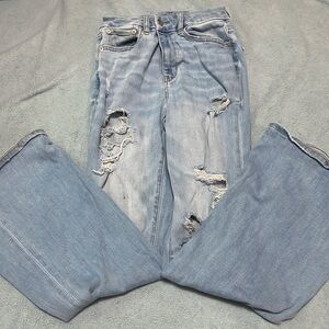 American Eagle High Rise Flared Ripped Jeans